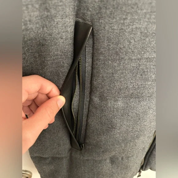 Vince Vest Zip Grey Quilted Puffer Lamb Leather & Wool Medium (M) - Picture 6 of 8